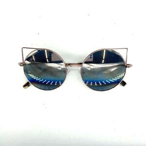 Matthew Williamson Round Mirrored Winged Cat Eye Rose Gold Tone Sunglasses